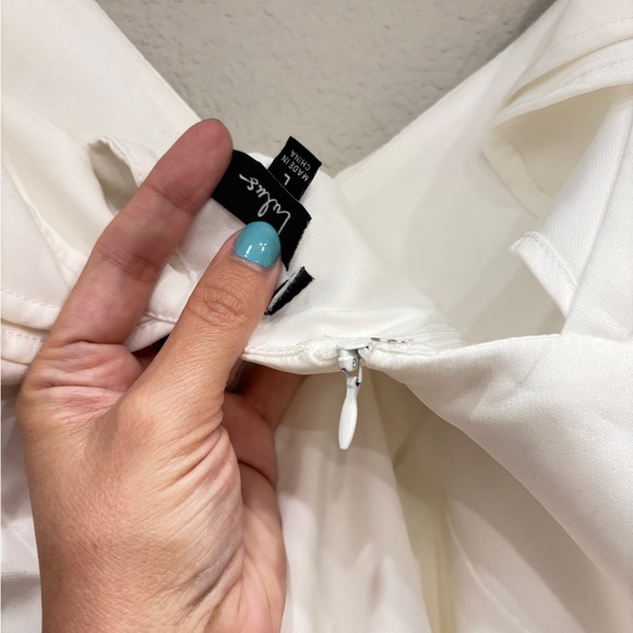 Sz L NWOT Lulus Divine Darling White Ruffled Skater Dress - Picture 7 of 8